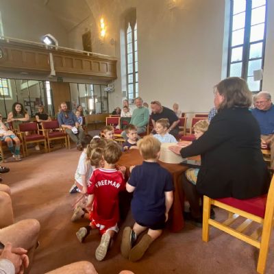 Clitheroe URC Sunday Service with pupils from year 1 & 2